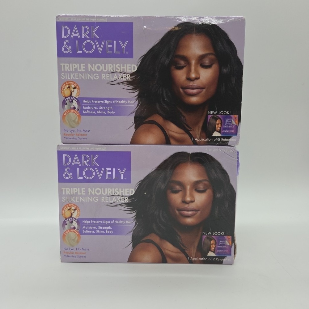 NEW Lot Of 2 SoftSheen Carson Dark & Lovely No-Lye Silkening Relaxer Kit REGULAR